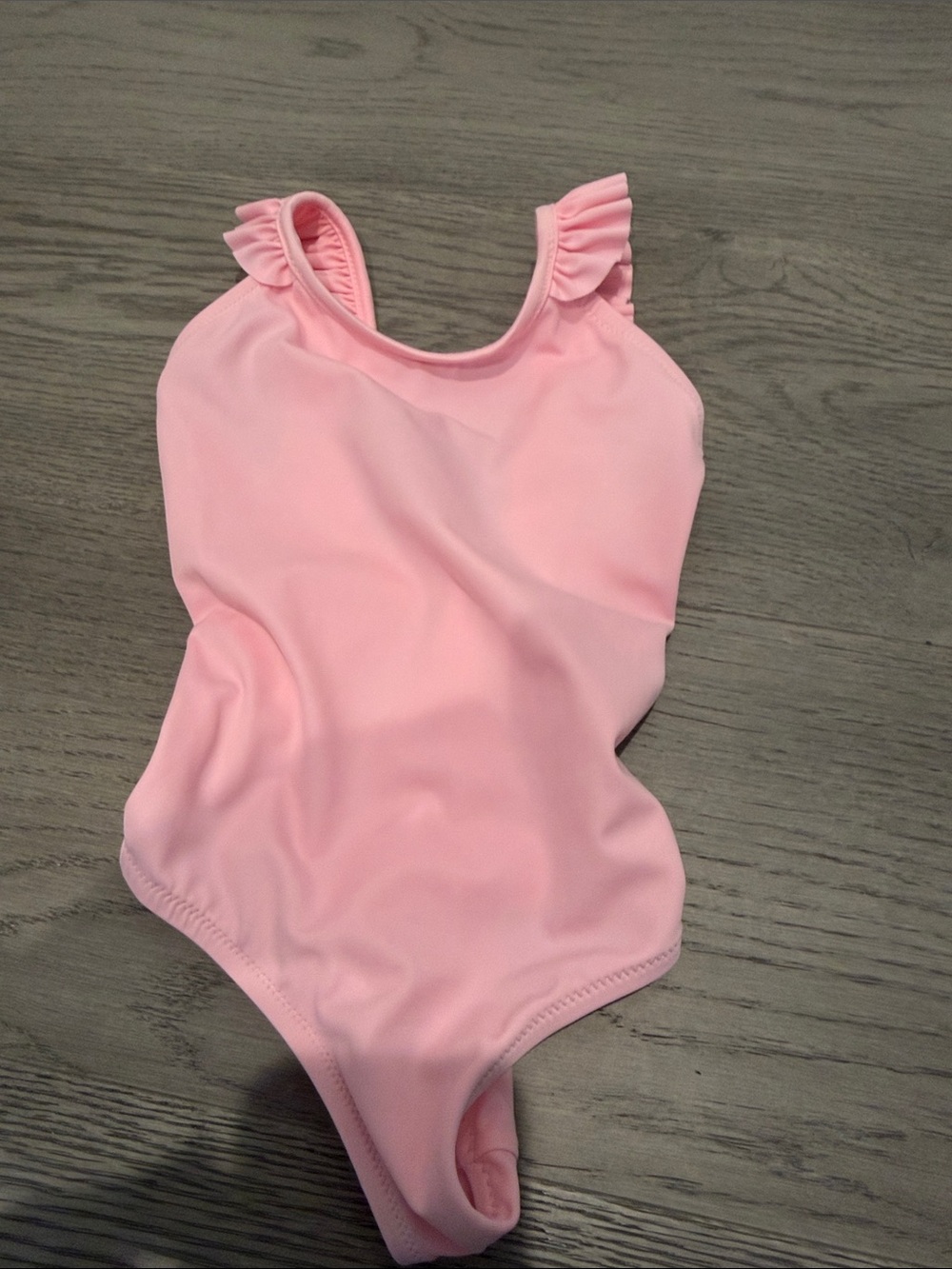 Girls' Pink Ruffle-Shoulder One-Piece Swimsuit